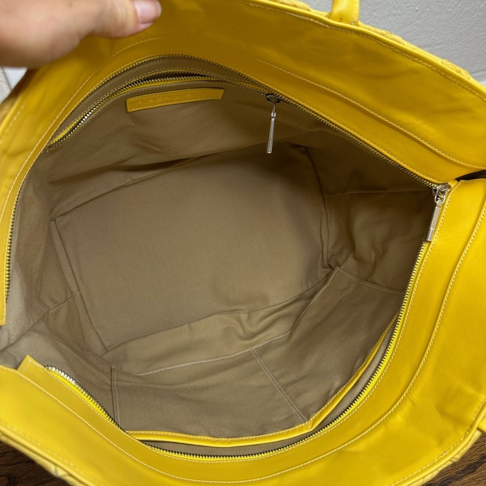 Piper & Skye Rio Beach Bag in Honey Yellow Pirarucu Leather Raffia Large Tote - Picture 9 of 9